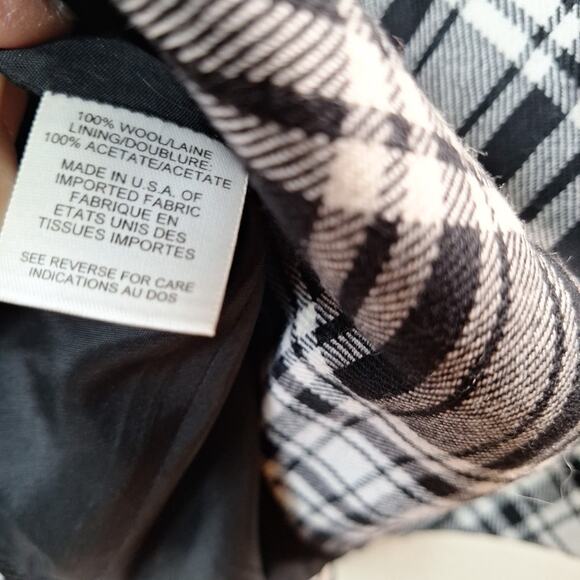 Vintage 90s/y2k Square Neck Wool Black White Plaid Dress Women Size 4 Small - Picture 6 of 7